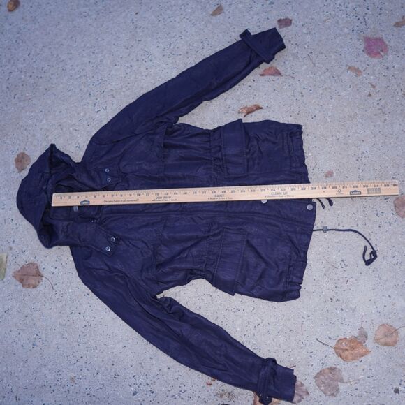 Vince Tencel Utility Jacket Navy Blue XS Hooded Adjustable Quiet Luxury - Picture 14 of 16